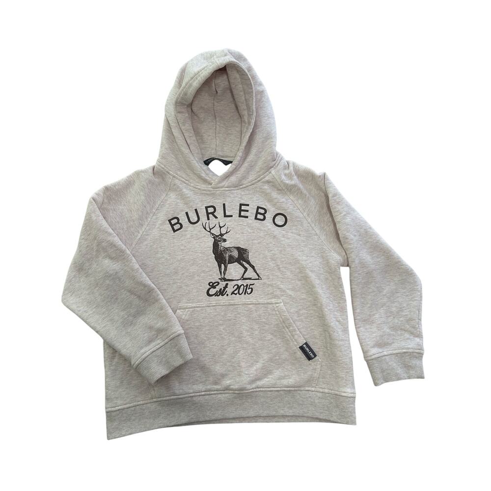 Burlebo Hoodie with Buck Youth L (10-12) Long Sleeve Beige Excellent Condition